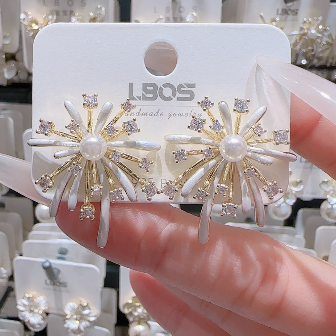 铜合金锆石925银耳环