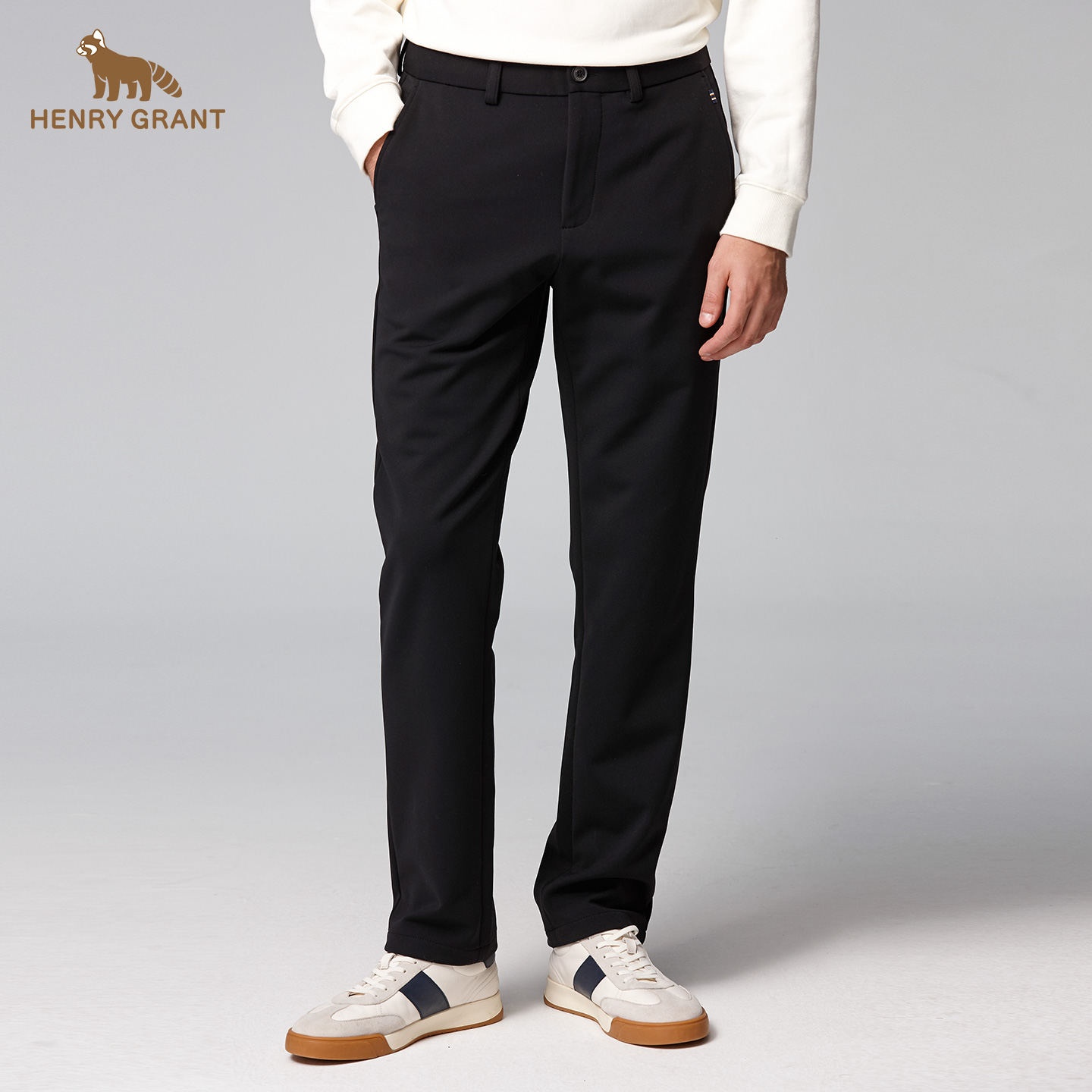 亨利格兰男装弹力秋季休闲裤商务舒适加绒男士零压休闲裤男式中腰