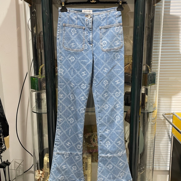 95新 Chanel/香奈儿 23A牛仔山茶花长裤36码