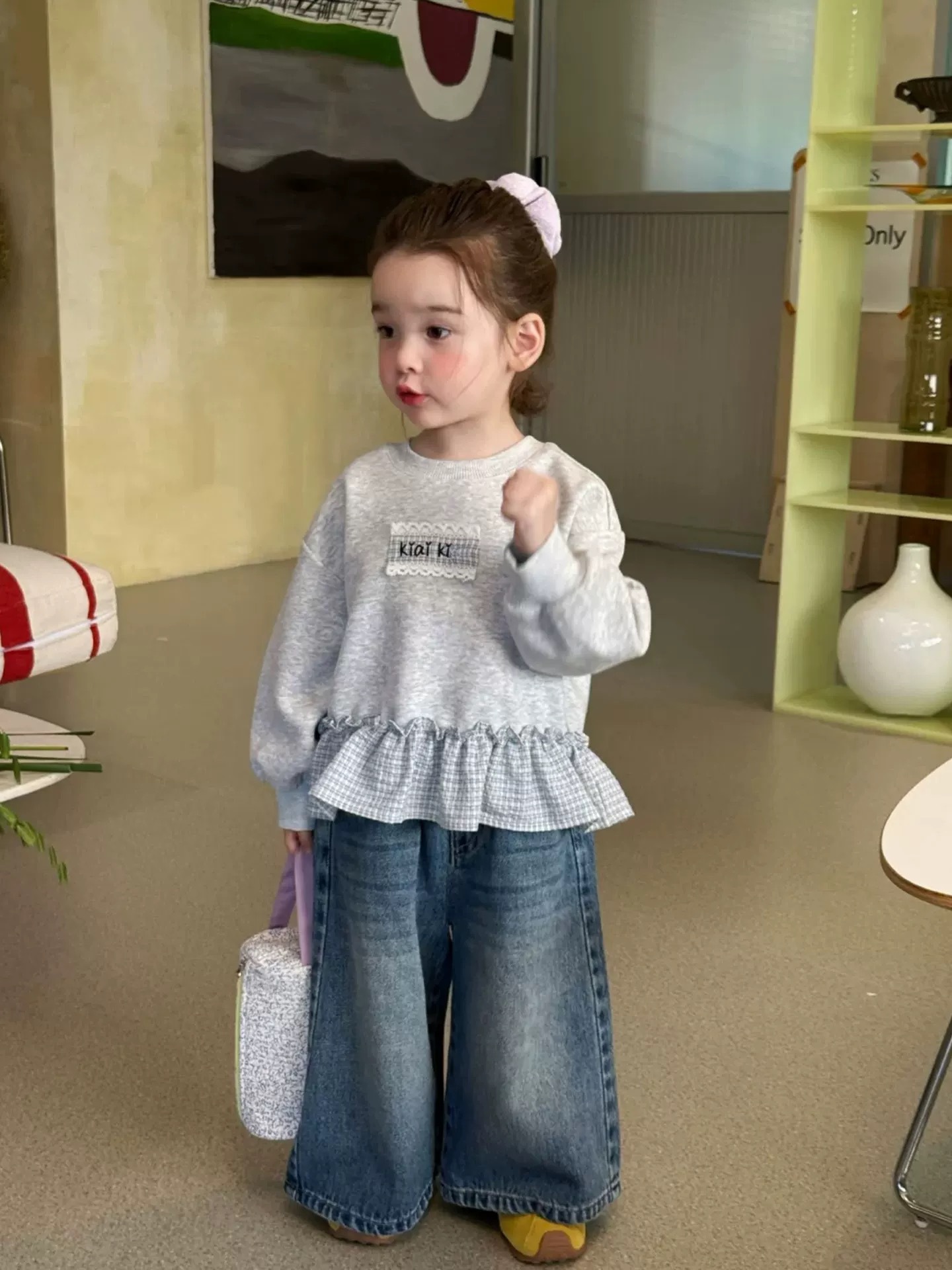 女童2025秋装森系花边卫衣儿童洋气刺绣上衣中小童韩系套头打底衫