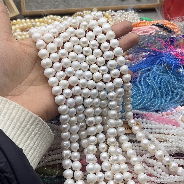 玛瑙/玉髓珠宝半成品未镶嵌一条10mm左右螺纹珍珠