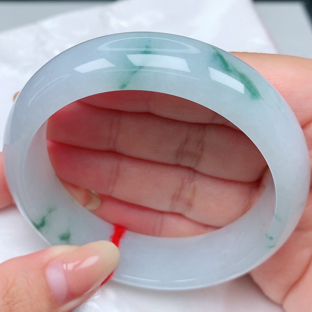 未镶嵌手镯翡翠18冰蓝花轮胎