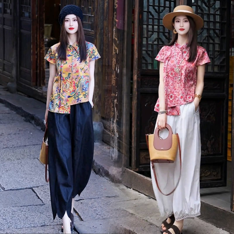 【有运费险】禅意新中式盘扣短袖上衣2025夏季新款禅意气质款女装