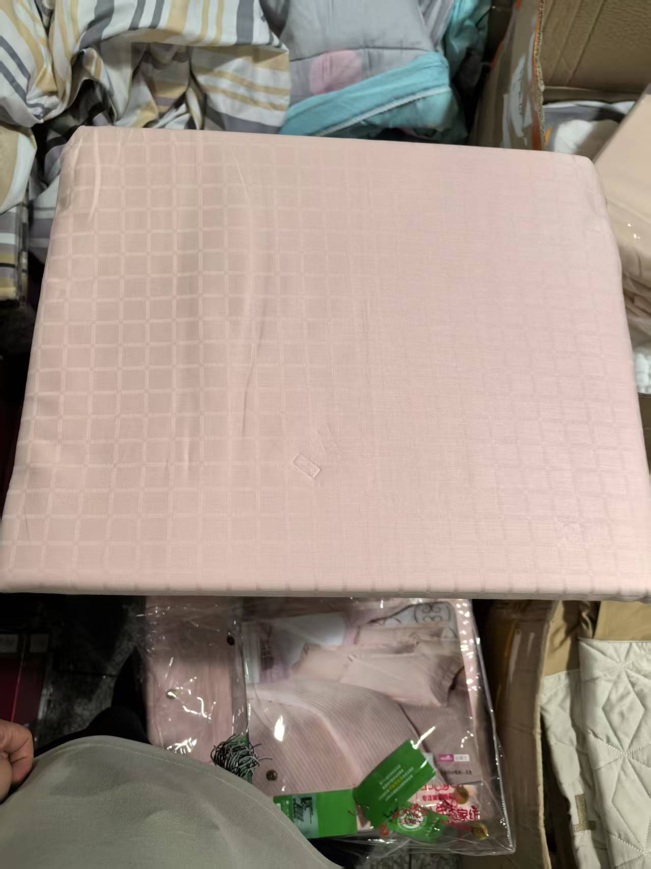 《厚广家》3楼200×230皮粉色全棉格子贡缎四件套 发1套