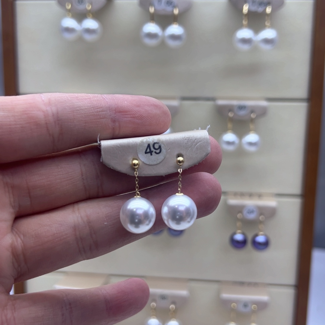 淡水珍珠耳饰18K金镶嵌