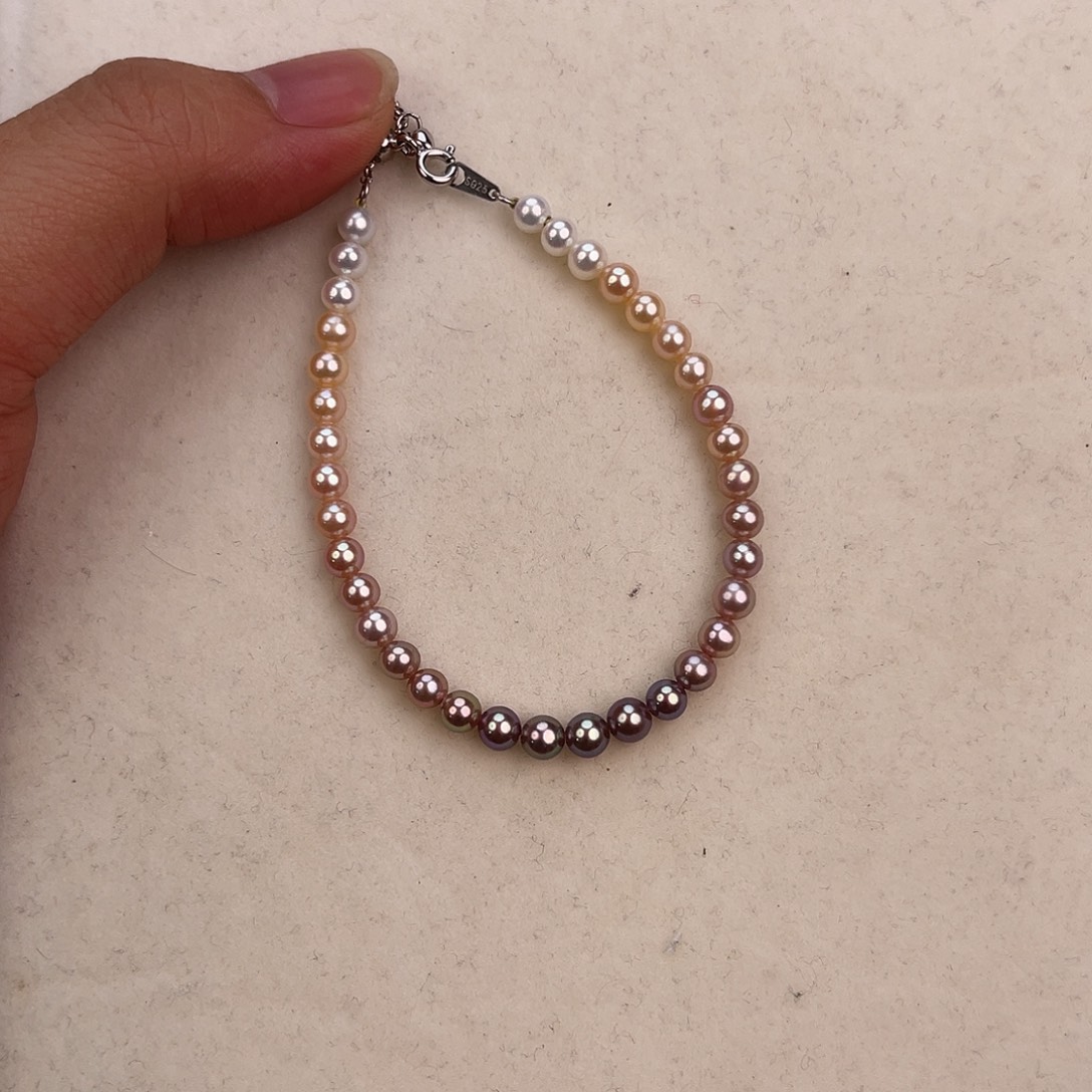 淡水珍珠手绳银S925镶嵌多样性发一