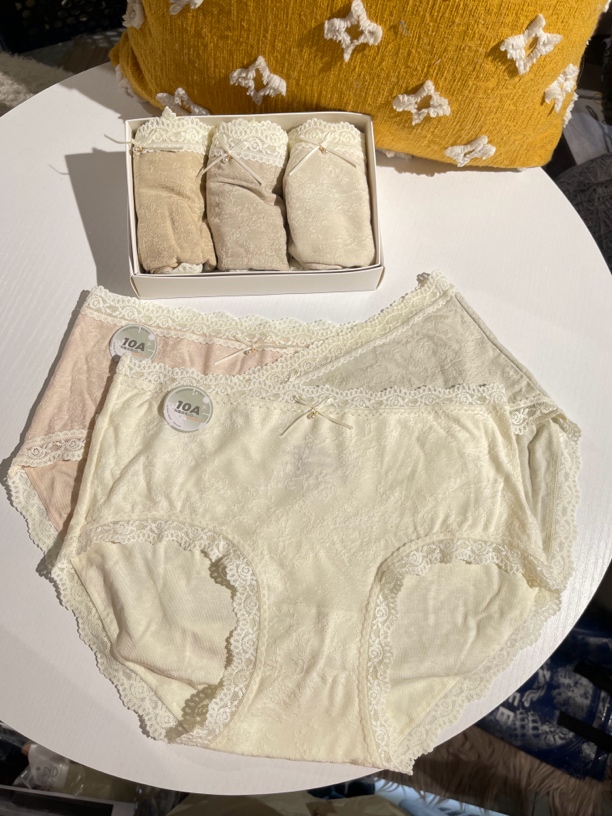 3条装 初秋之夜 女士中腰蕾丝边棉质透气舒适内裤秋季新款