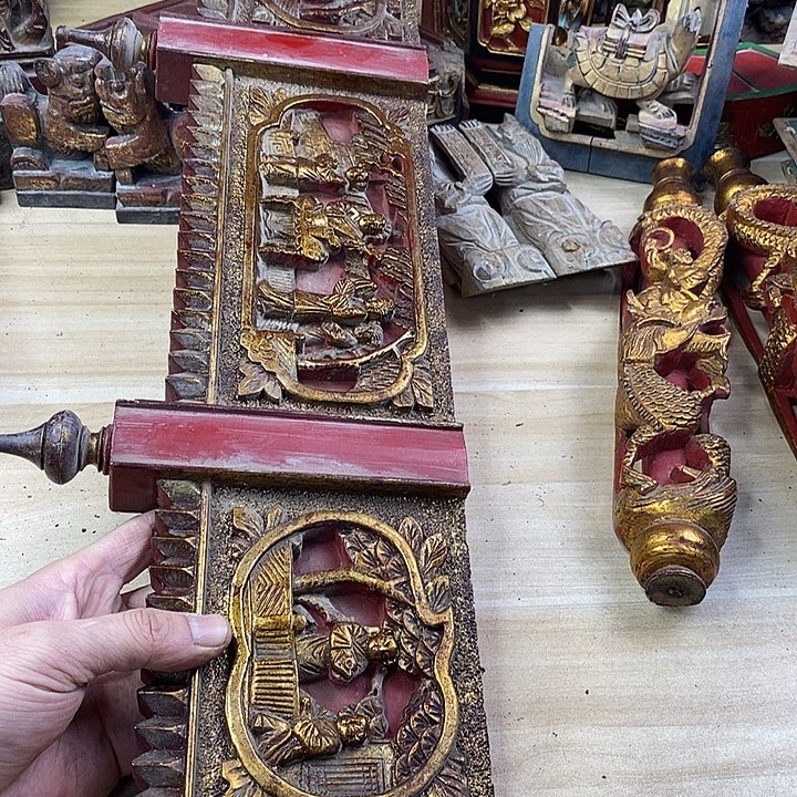 香榧木茶室空间老木雕花板