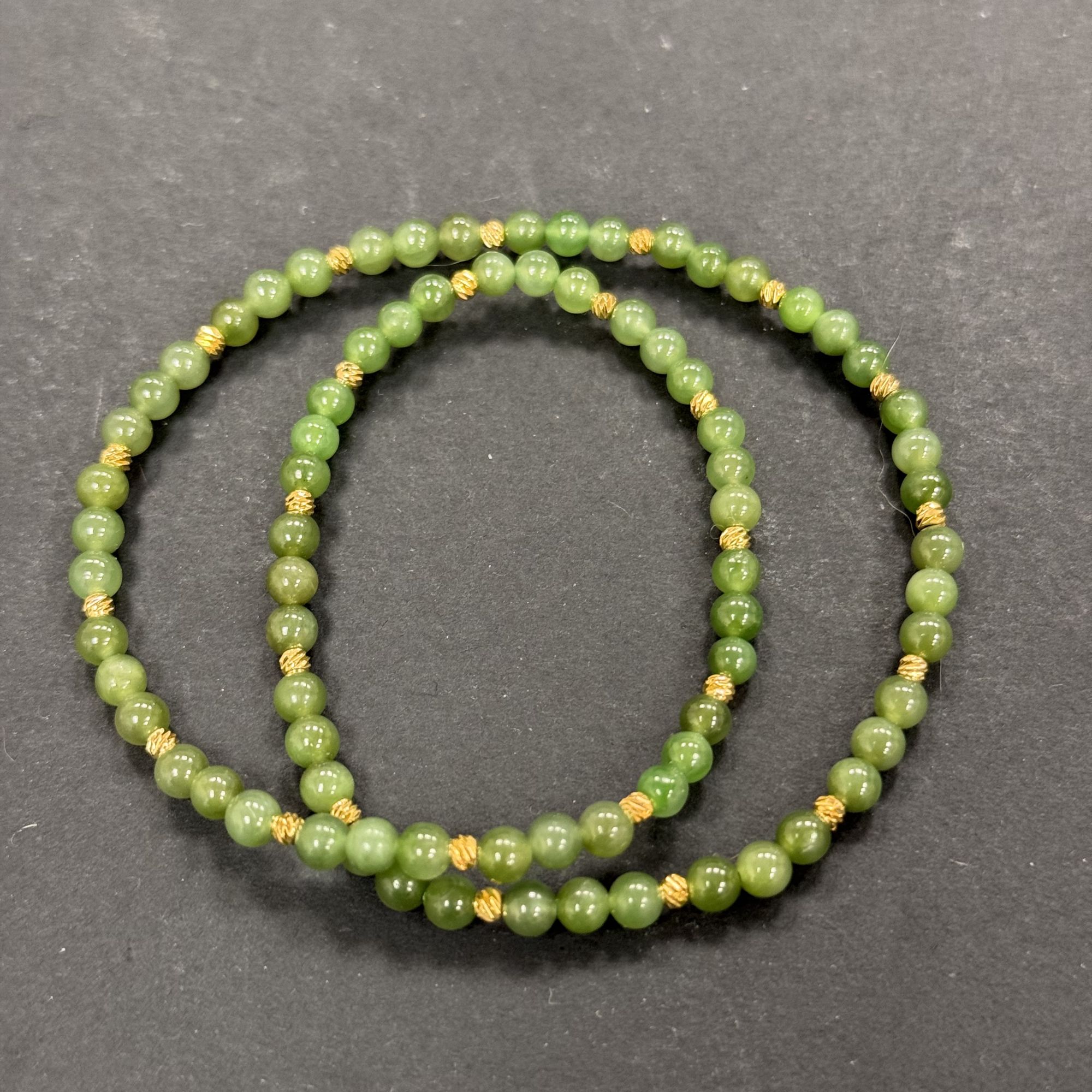 精品和田玉碧玉双圈手串（4mm）5130-2
