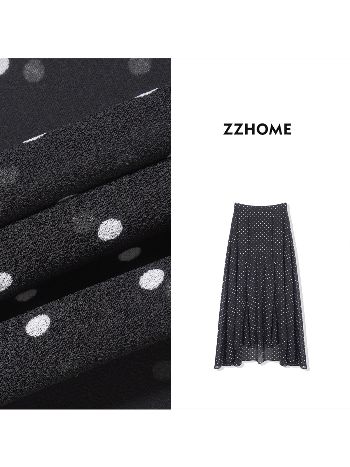 ZOZO HOME ｜秩序美学黑白波点经典鱼尾半裙q170897p百搭时尚女夏