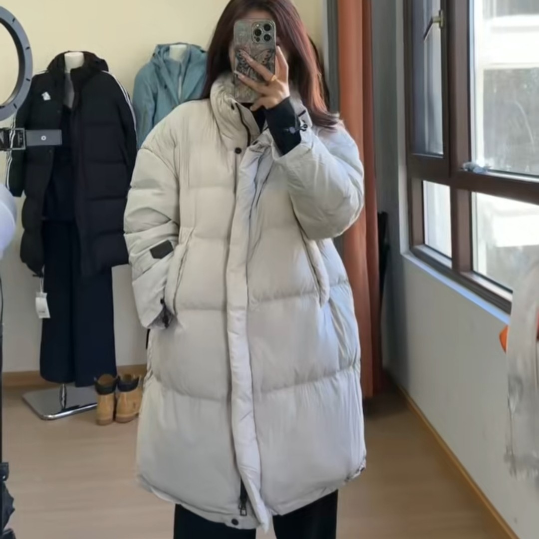 新款外套女中长款连帽收腰保暖加厚外套