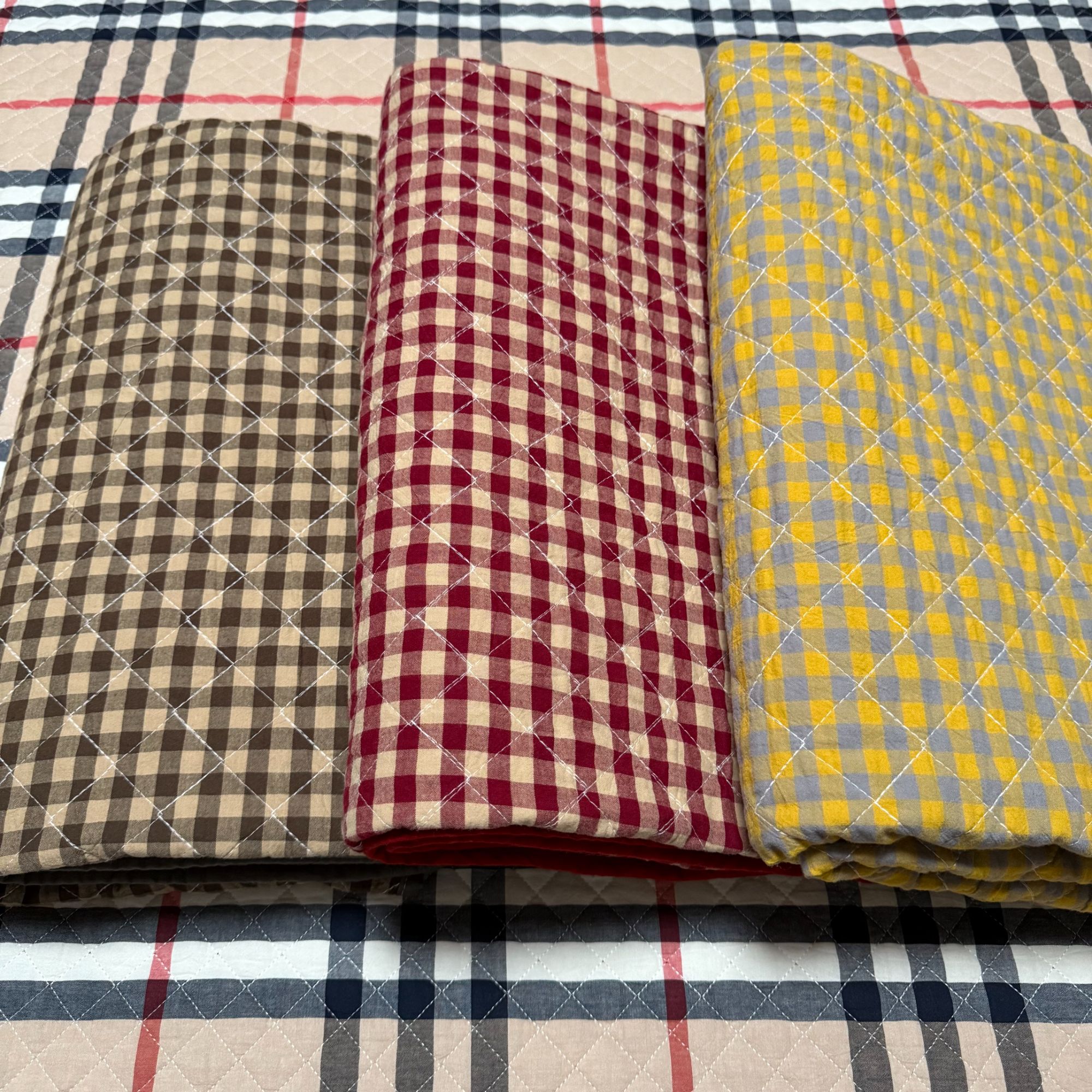 【于姐粉丝福利】110*180色织格子夏季绗缝夹棉床盖一片过通用垫