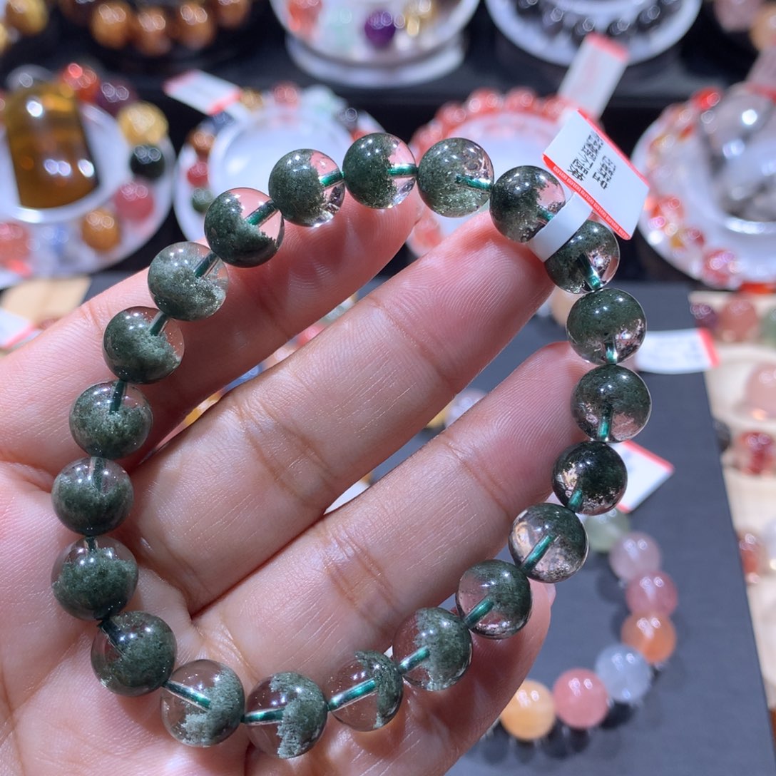 未镶嵌水晶手链绿幽灵聚宝盆9mm