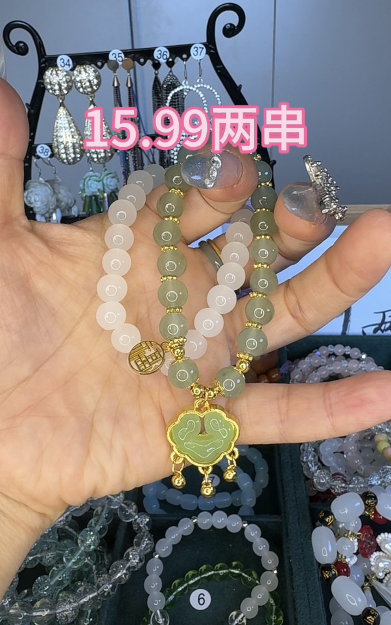 非金属树脂项链 两串女浅金色少女风白色气质单圈欧若精灵风