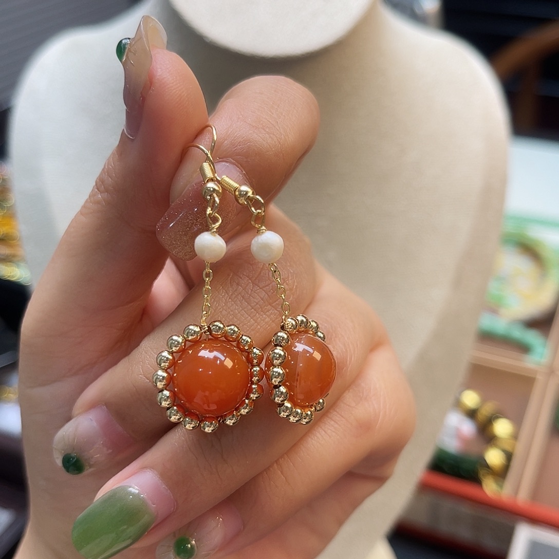 翡翠未镶嵌耳饰炸