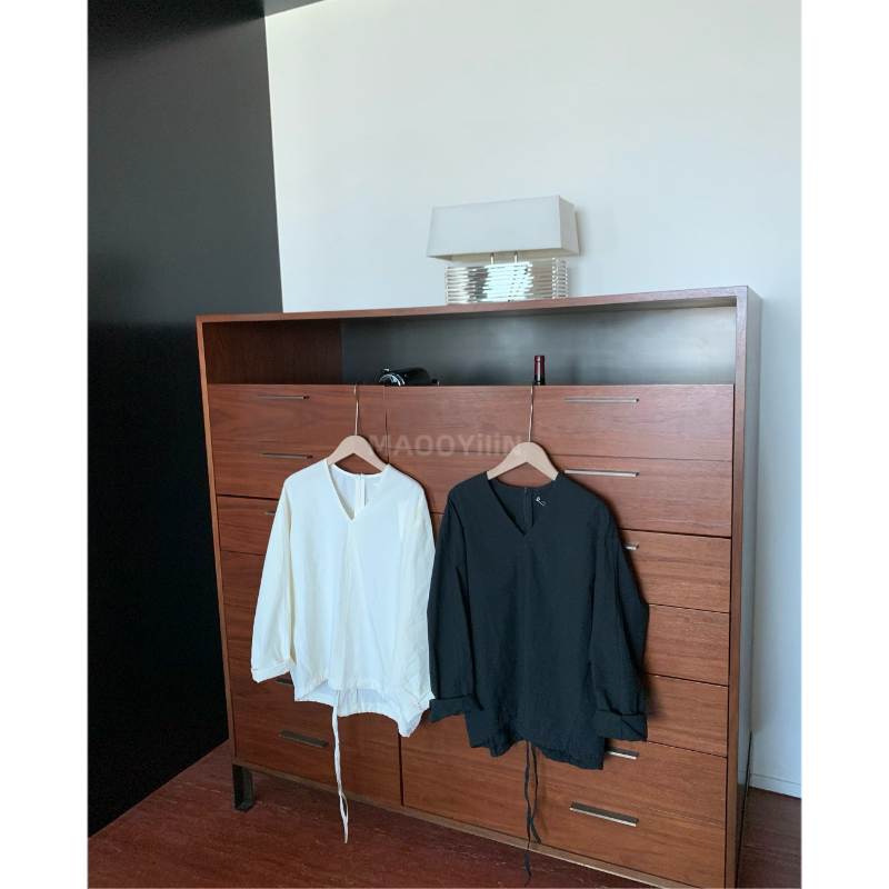 0030【 首尔一夏 】  V领抽绳小衫