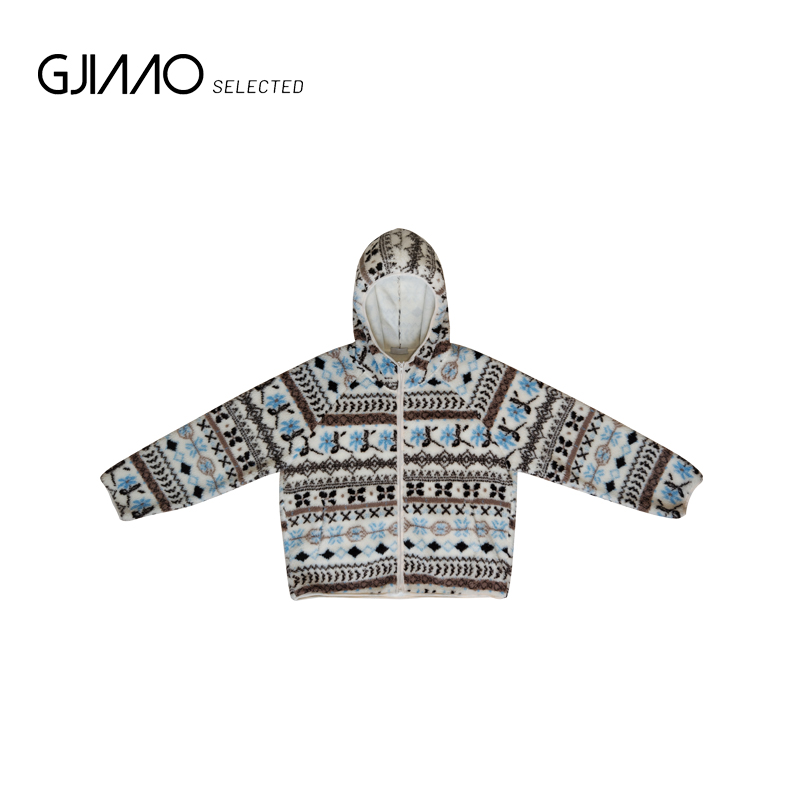 9182 费尔岛风颗粒带帽外套