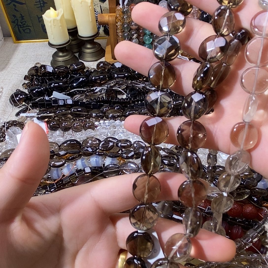 M***0紫晶珠宝半成品银S925镶嵌茶晶