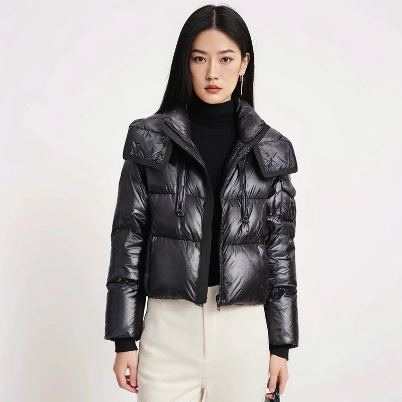 时尚休闲百搭可拆卸冒领90白鹅绒保暖短款面包羽绒服9127