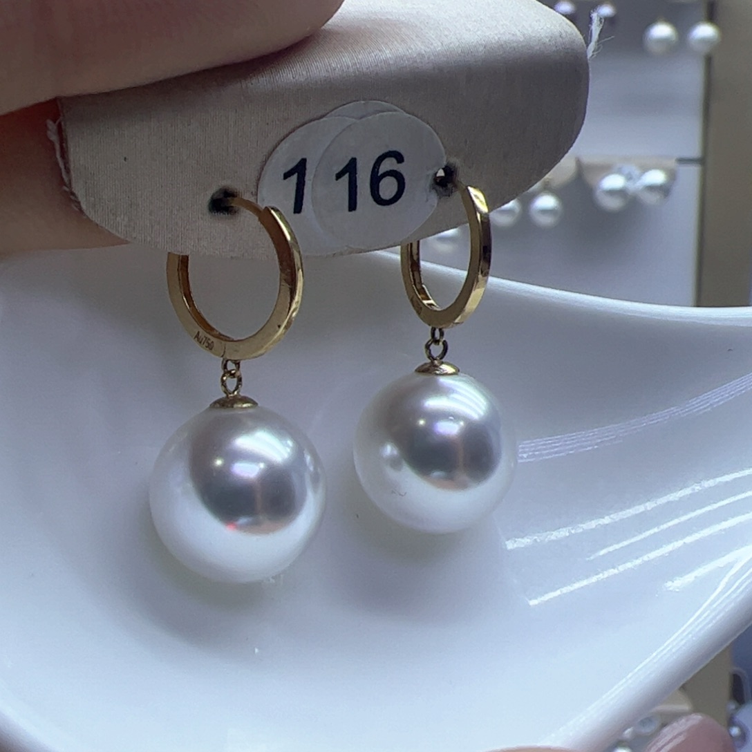 淡水珍珠耳饰18K金镶嵌