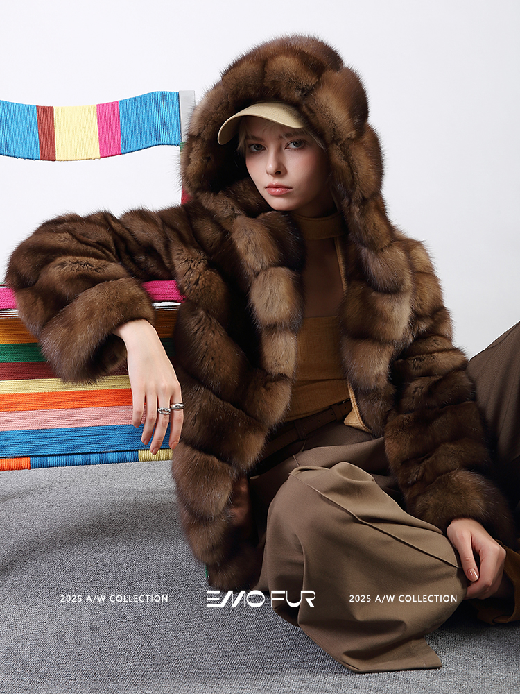 【EMOFUR】原创俄罗斯满天星紫貂皮草-带帽款88013