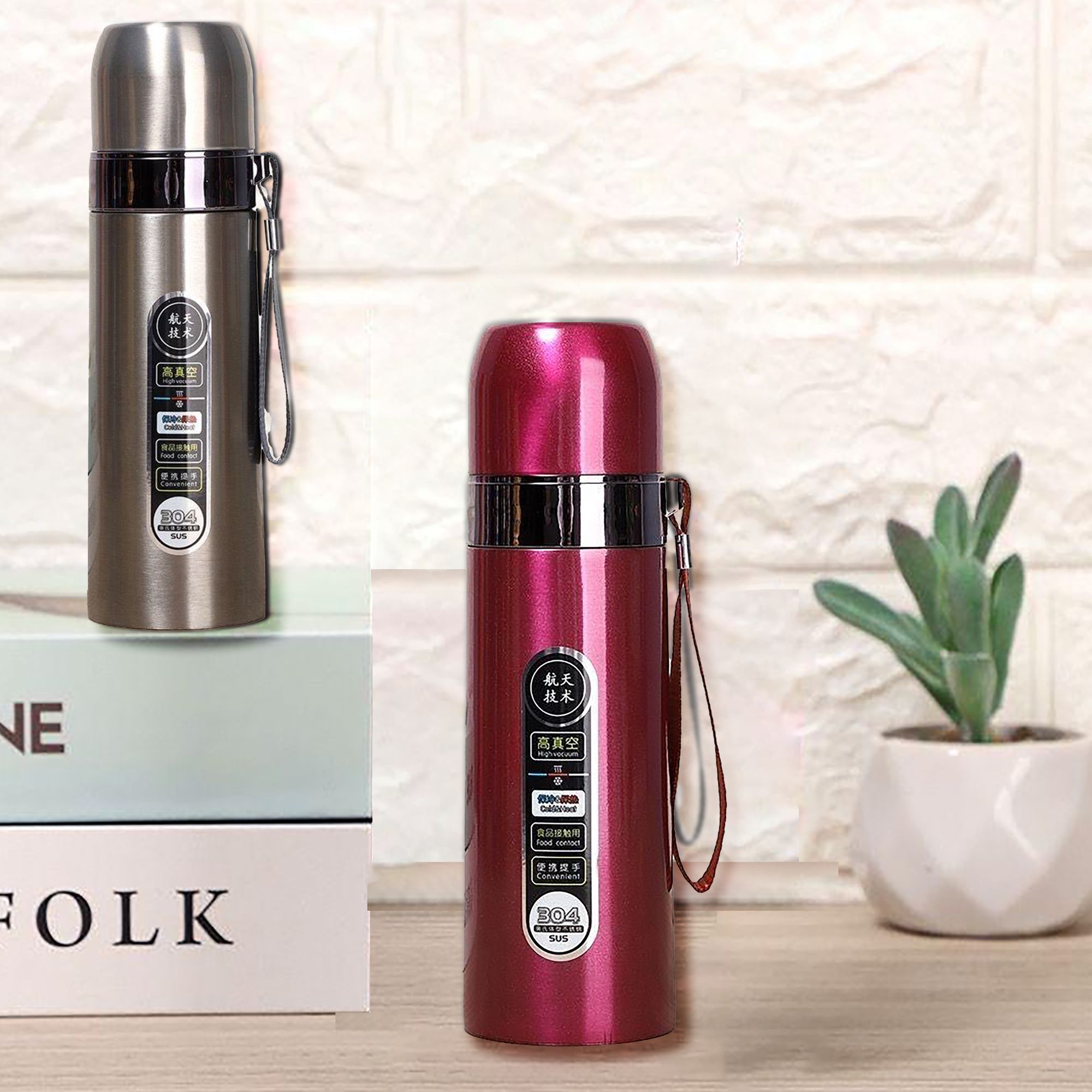 500ml不锈钢杯子便携男女定制可爱保温杯保温儿童学生水杯