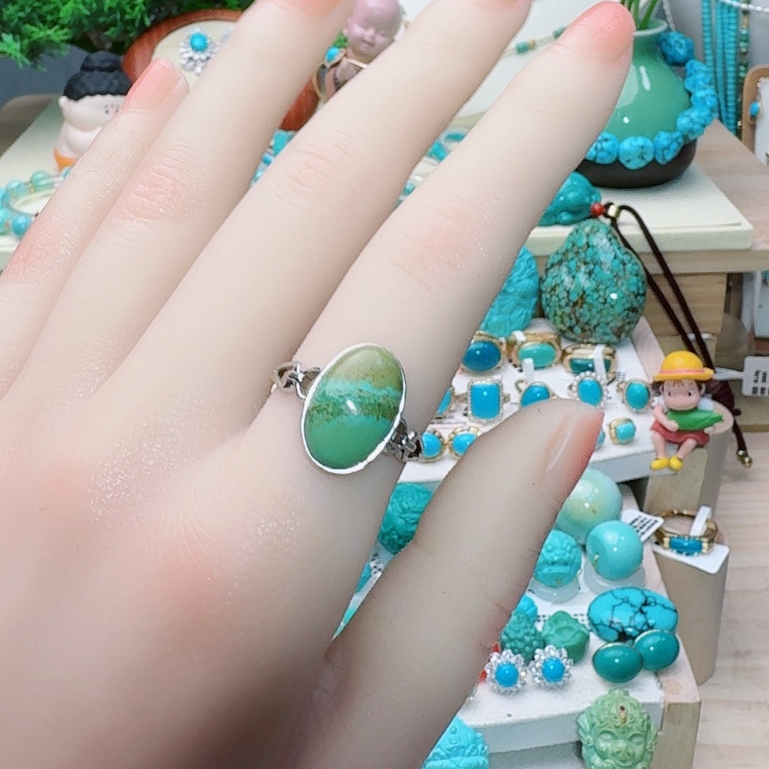 绿松石银S925镶嵌戒指