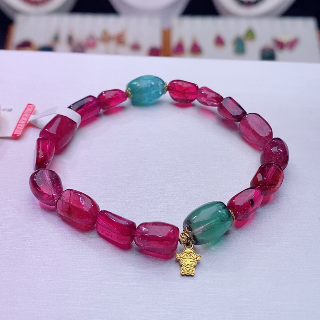 碧玺手链18K金镶嵌碧玺手链