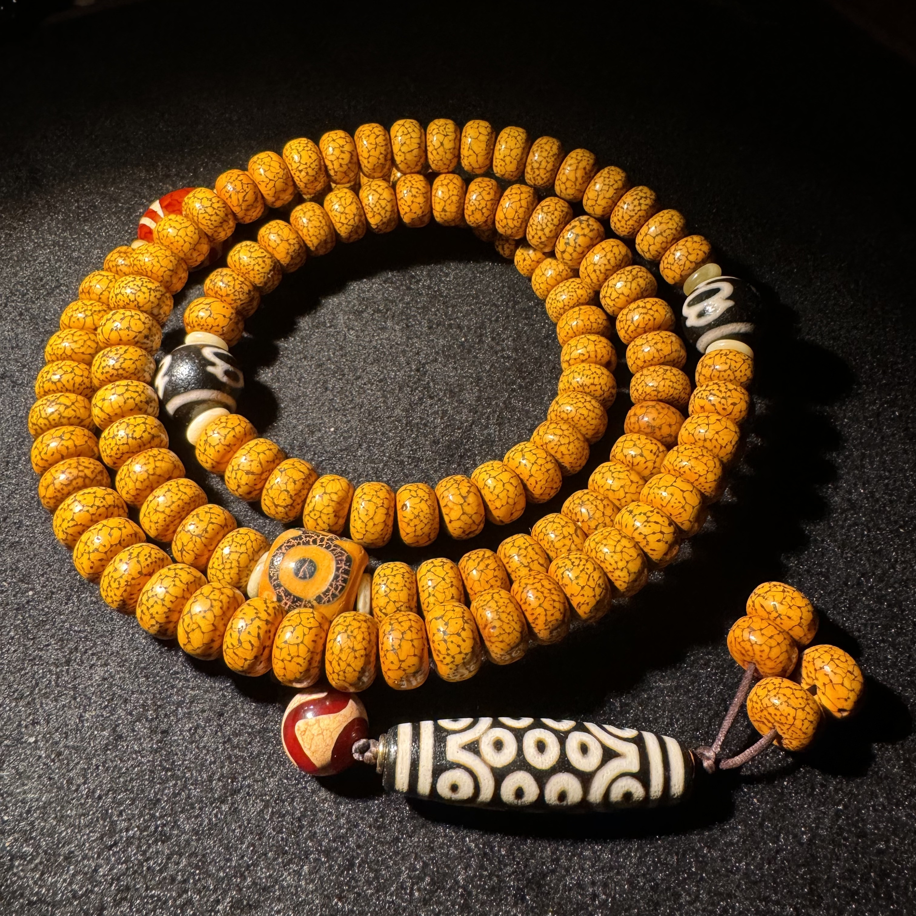 四九城收藏天珠玛瑙天珠藏传星月108颗设计款男女同款长串