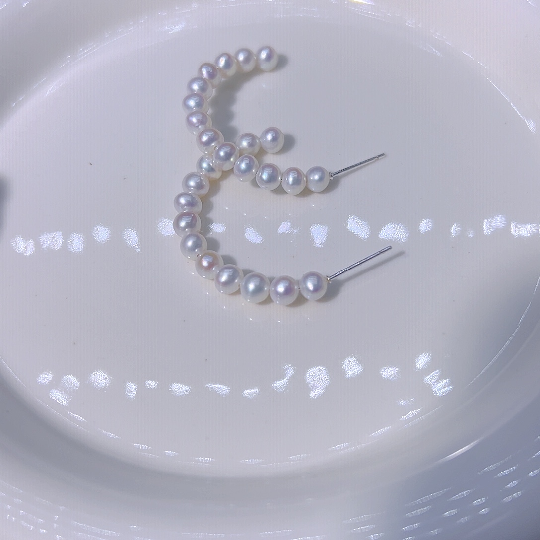 淡水珍珠镜面极光炫彩粉天然珍珠未镶嵌