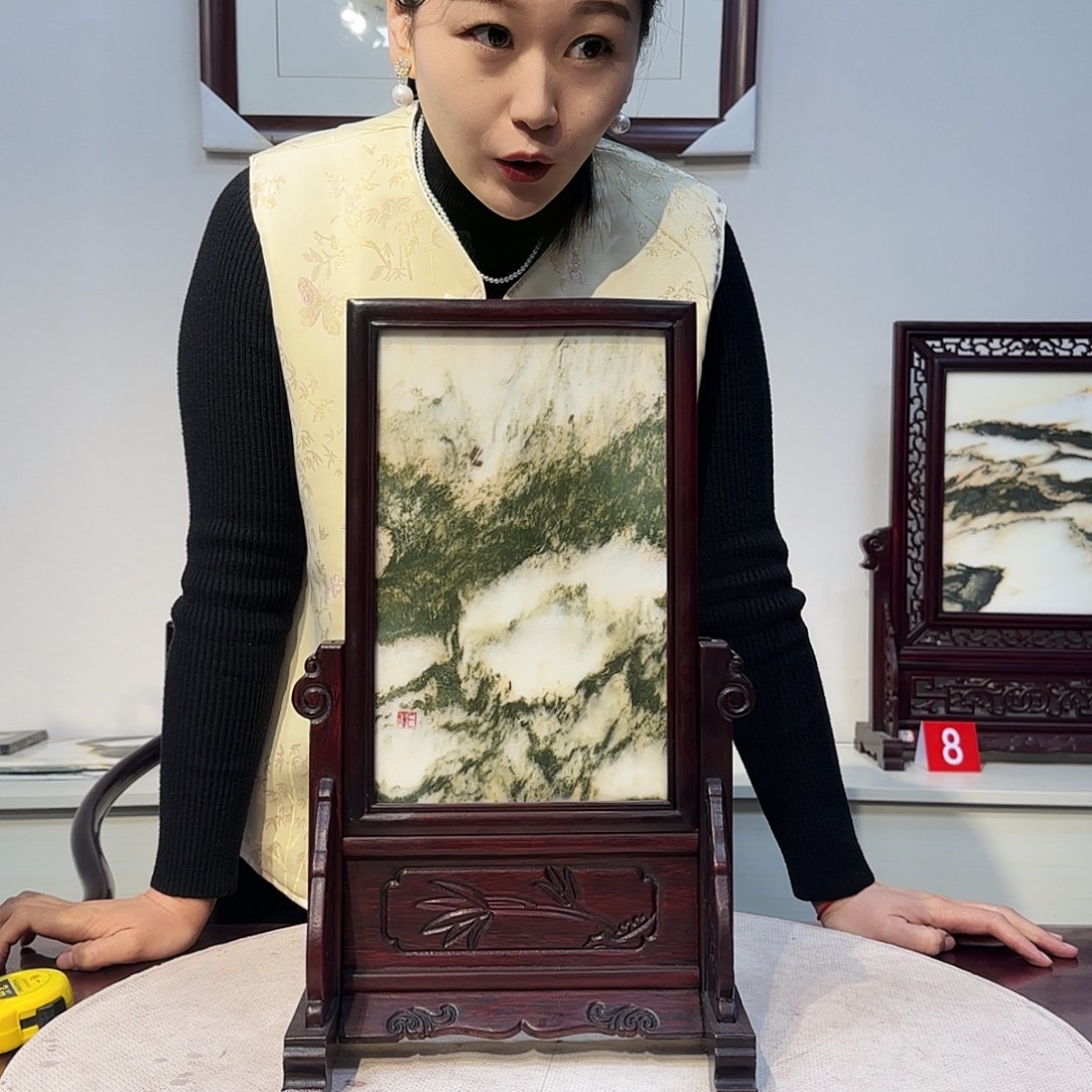 石材天然大理石画屏风25×40