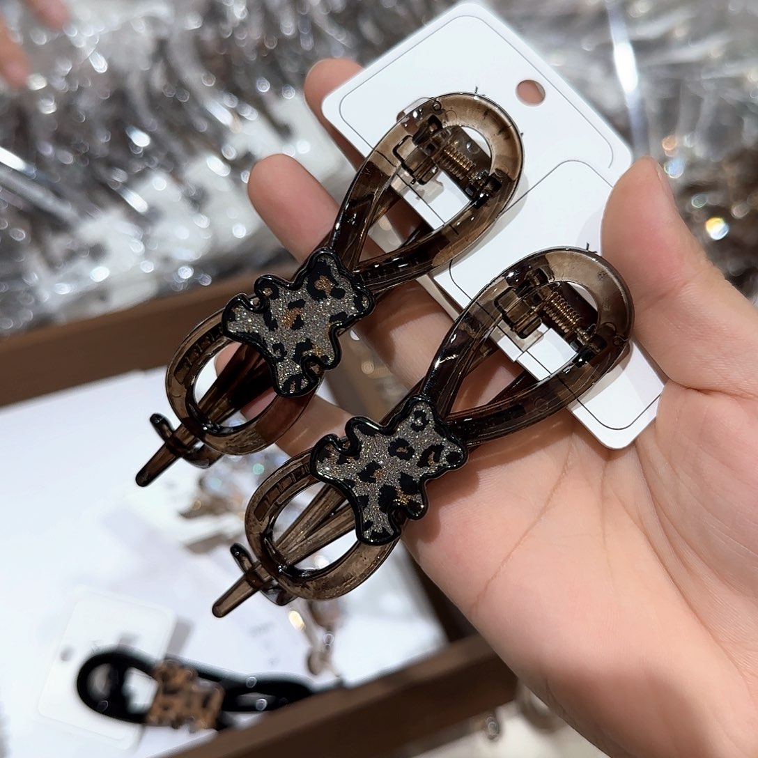 布艺非金属2支细闪小熊扭扭夹