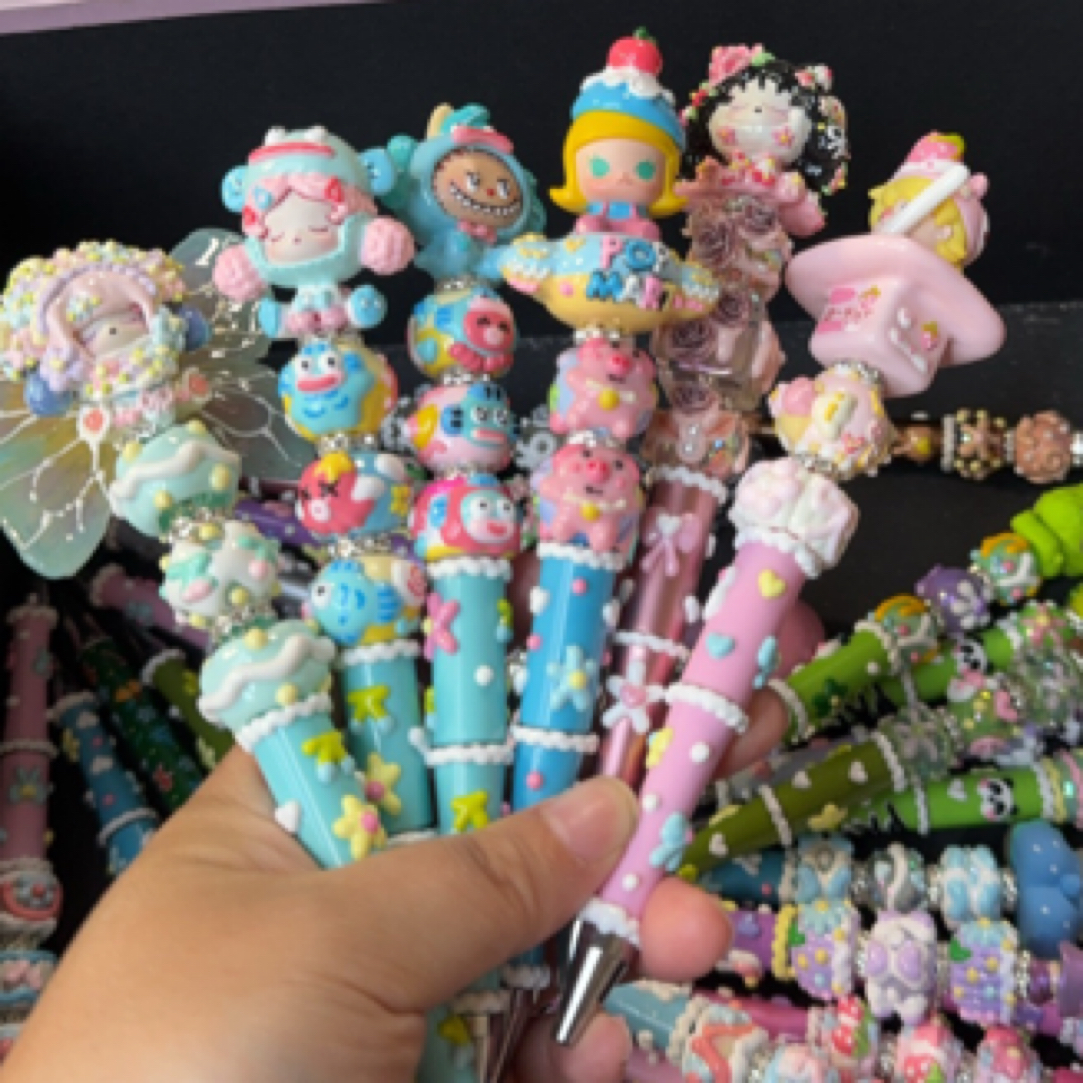 diy手绘串珠萌粒笔，手绘串珠diy