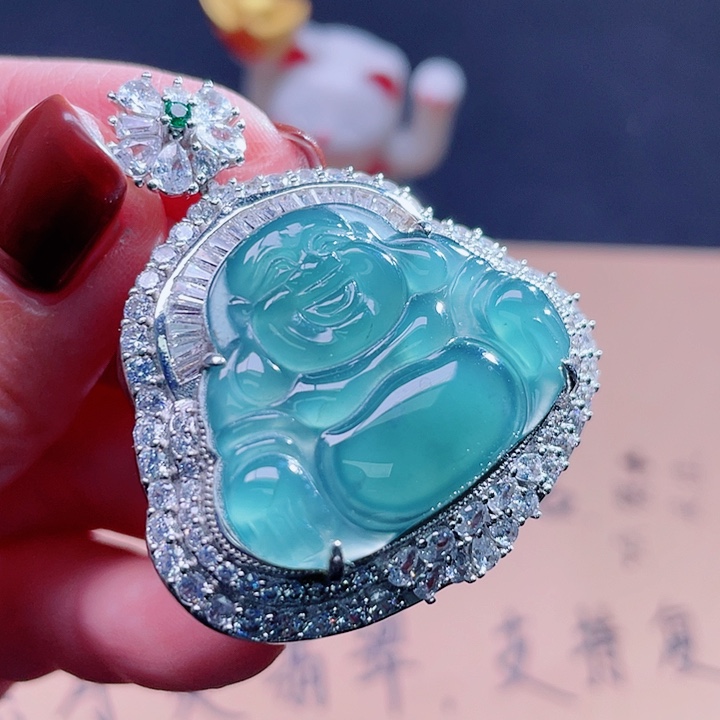 翡翠吊坠(不含链)银S925镶嵌