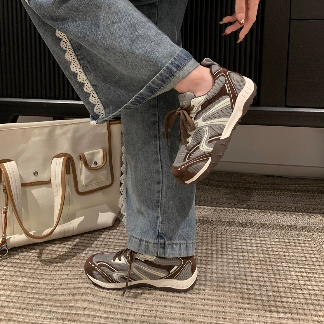 2025秋复古拼色透气德训鞋阿甘鞋软899-5