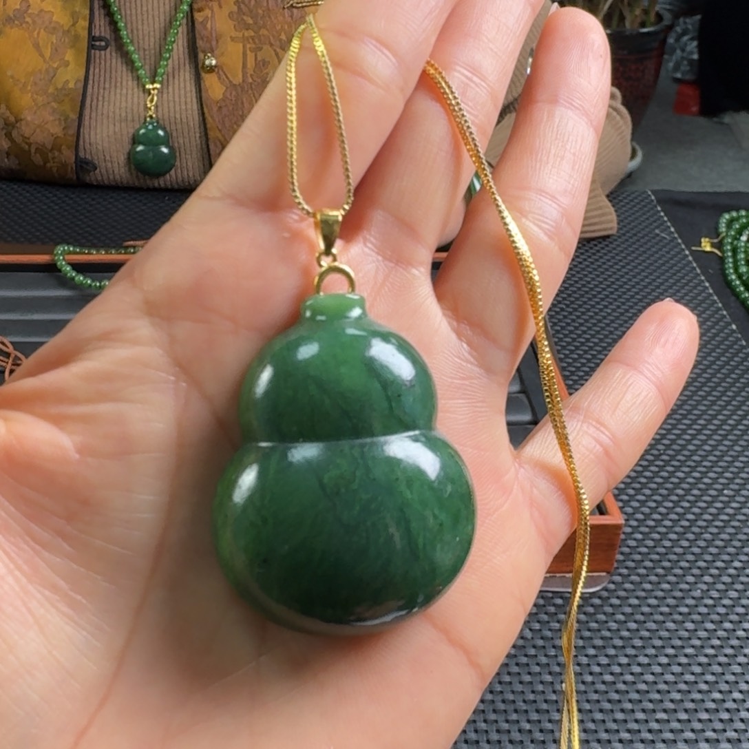 和田玉（碧玉）银S925镶嵌颈饰