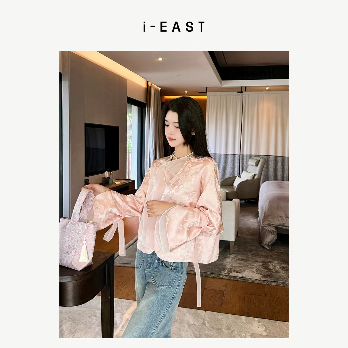 i-EAST 风盼花信~新中式提花设计感衬衫上衣-4C GF190