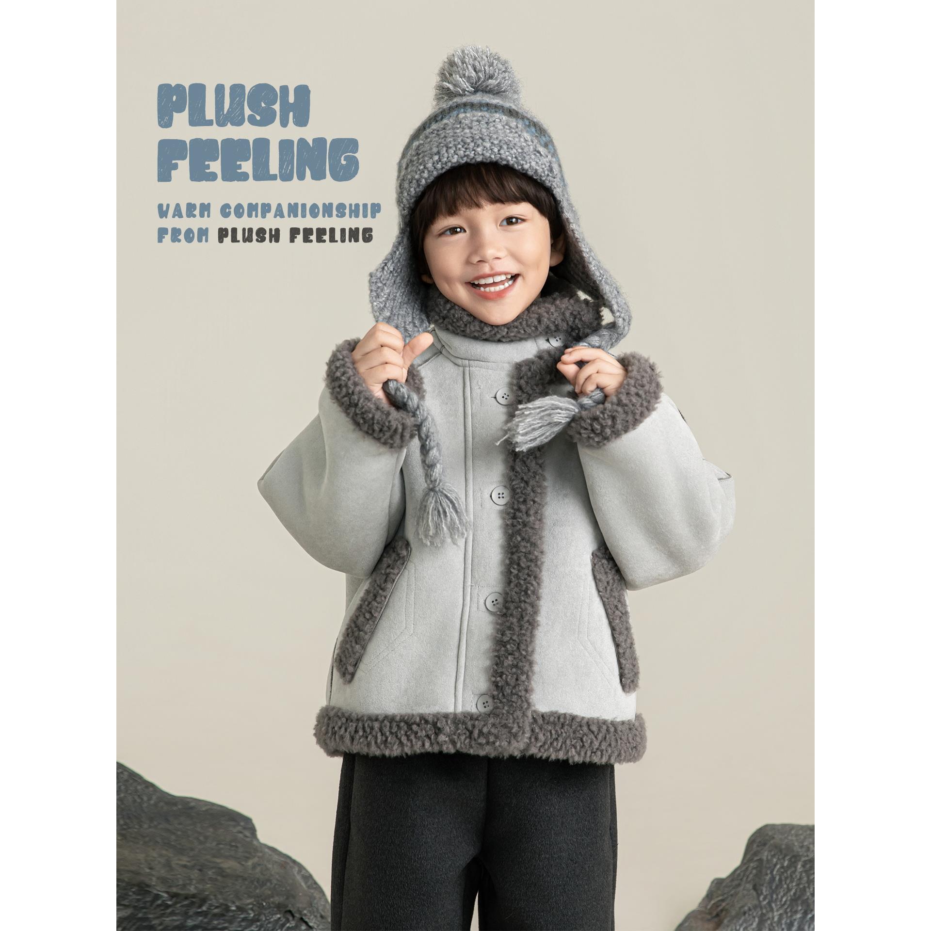 YOEHYAUL/幼悠【冬肆波】保暖扛把子厚绒防风麂皮绒百搭机车服N7447