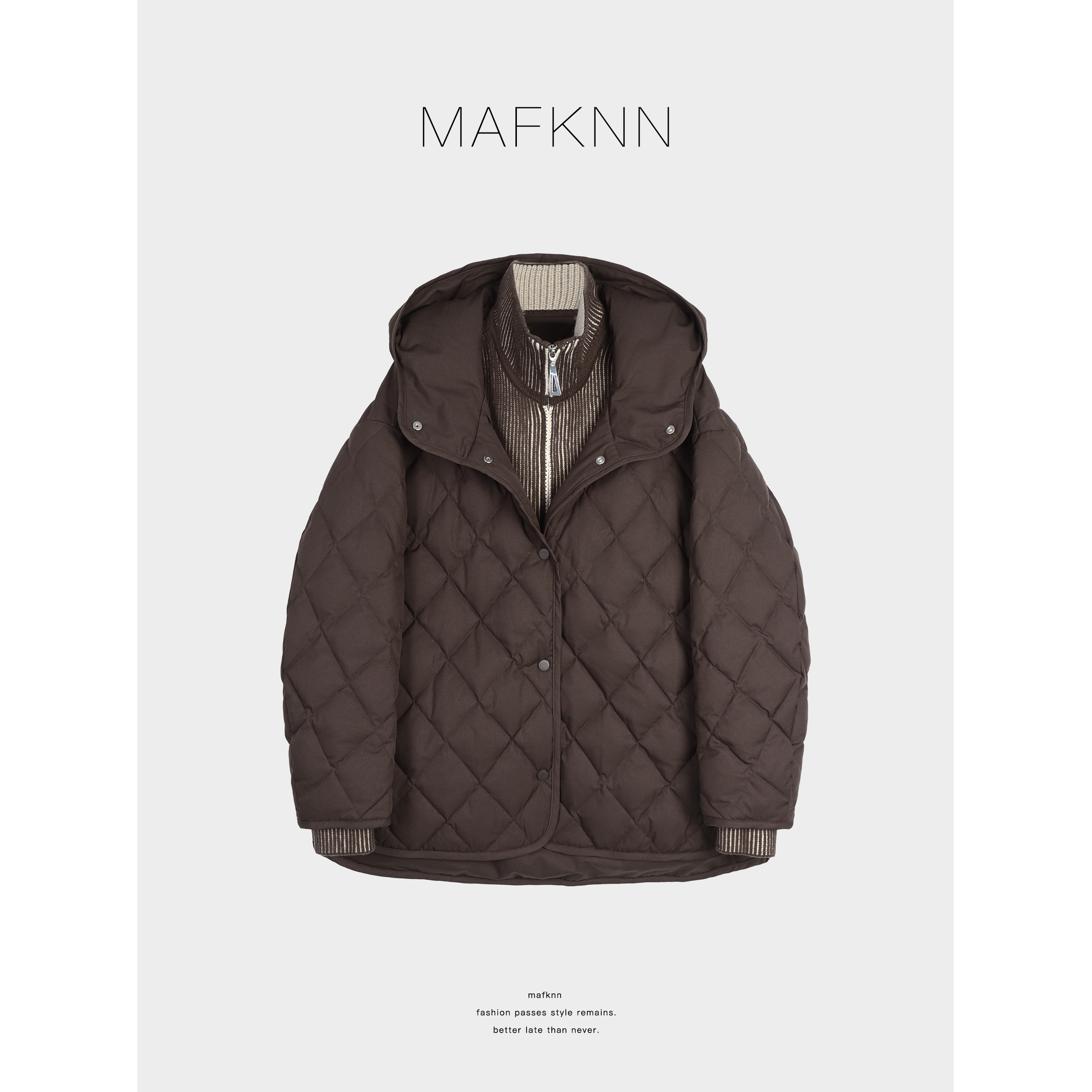 MAFKNN/玛肯时尚休闲简约百搭带帽90白鹅绒羽绒服MK13446