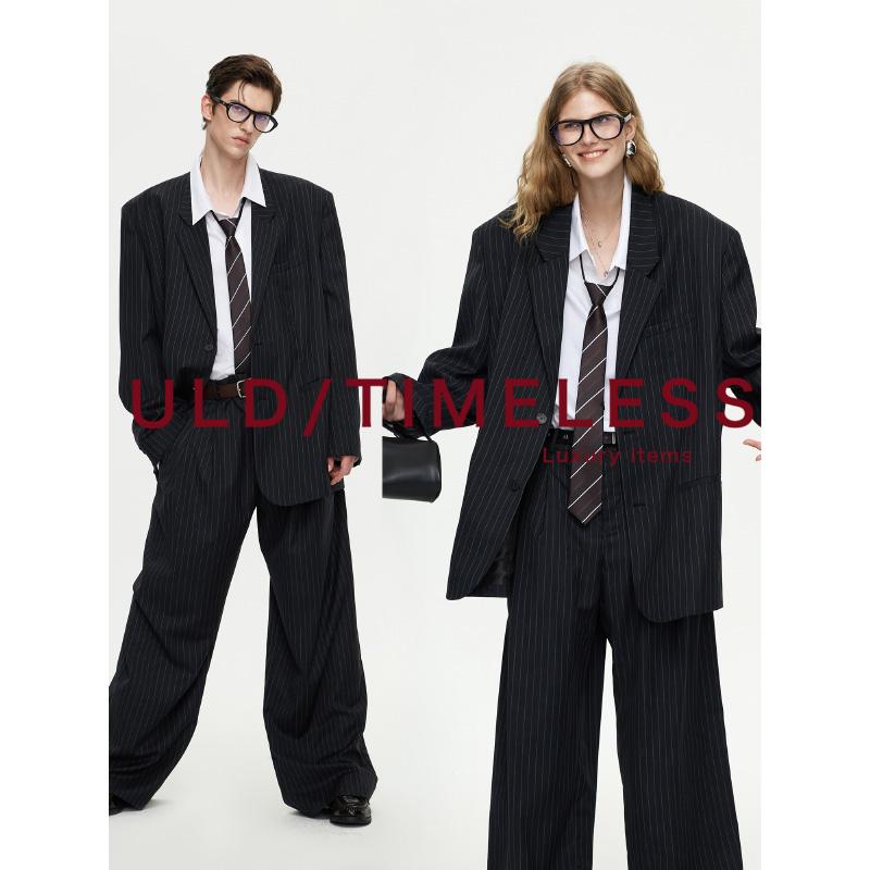 ULD/90s中古smoking绅士 vintage手工制版精纺羊毛色织条纹西装