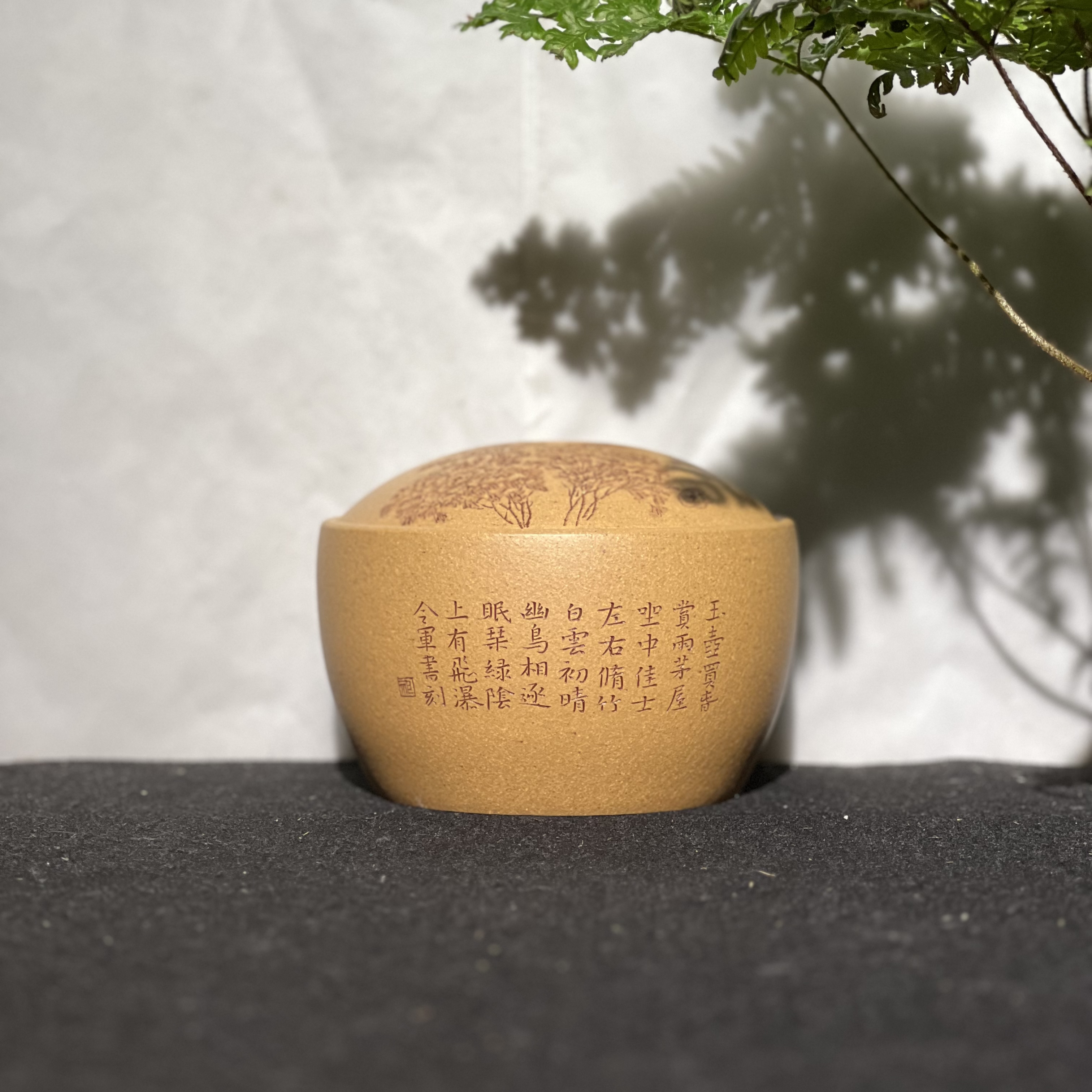 牡丹紫砂茶叶罐，祁令军老师刻绘，宜兴原矿高端紫砂壶茶具茶器收藏