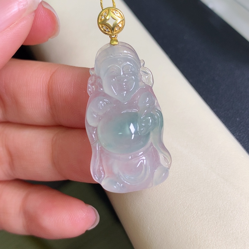 【闪购商品】翡翠颈饰18K金镶嵌财神