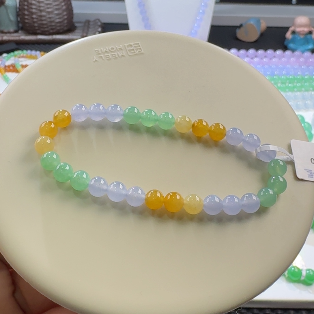 翡翠手链未镶嵌冰胶三彩卡6