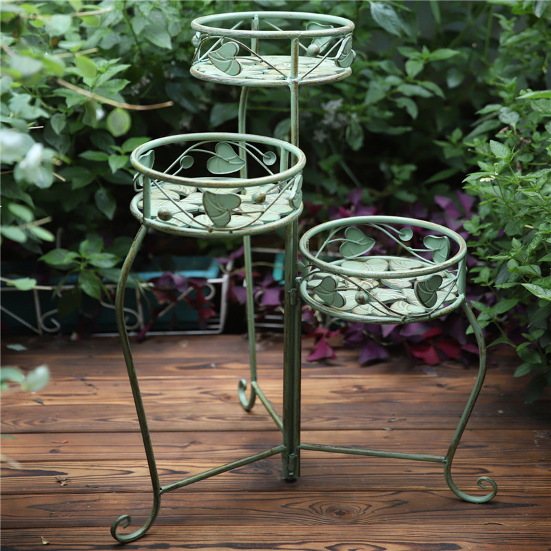 现代简约爱心叶三篮户外多层折叠花架花盆架庭院花园展示收纳花台