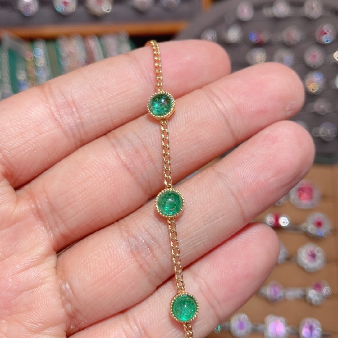 祖母绿手链18K金镶嵌1.73ct 