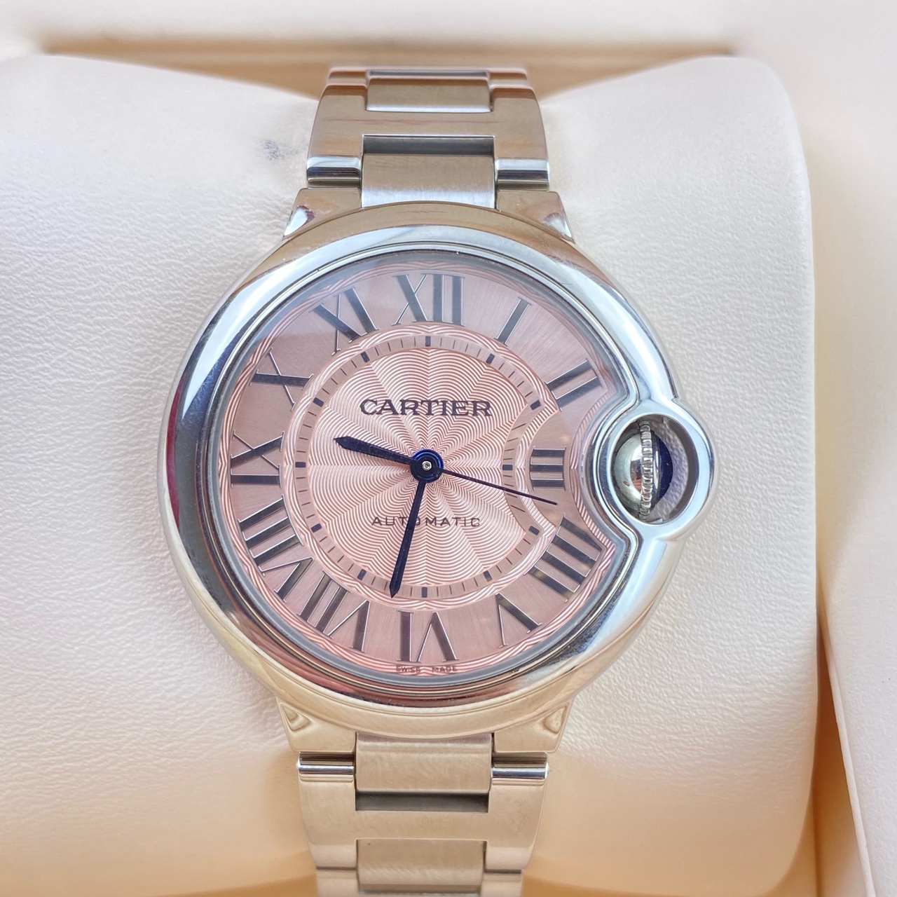 99新 Cartier/卡地亚 蓝气球系列女士自动机械腕表33毫米表径粉盘