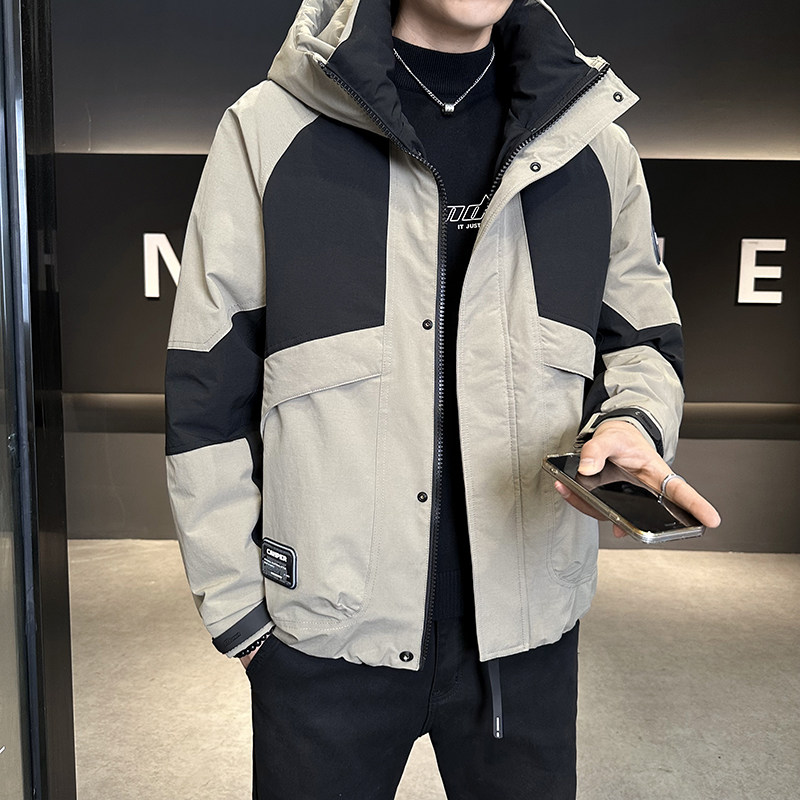 2025冬季羽绒服宽松版冲锋衣工装短款90绒男士休闲百搭加厚羽绒