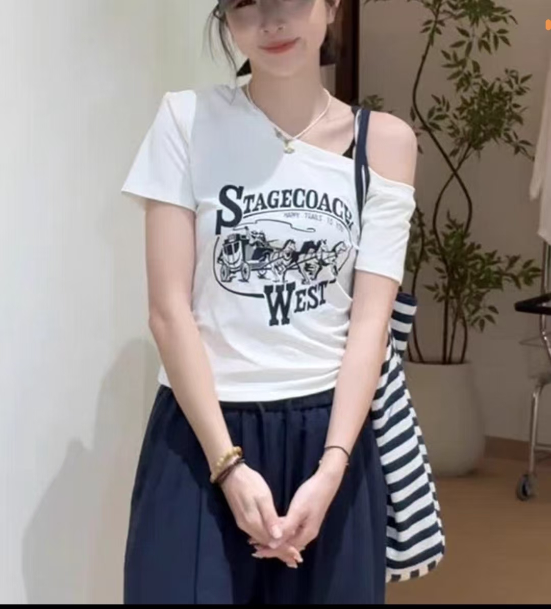 编号[001-050]非图片款（U+）百搭白色短款打底上衣气质女短袖新款