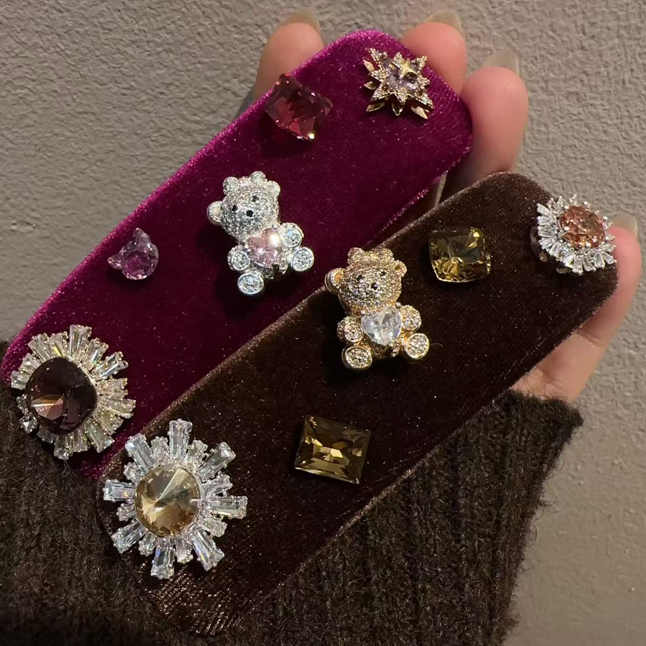 韩国复古丝绒手工发夹Y9082