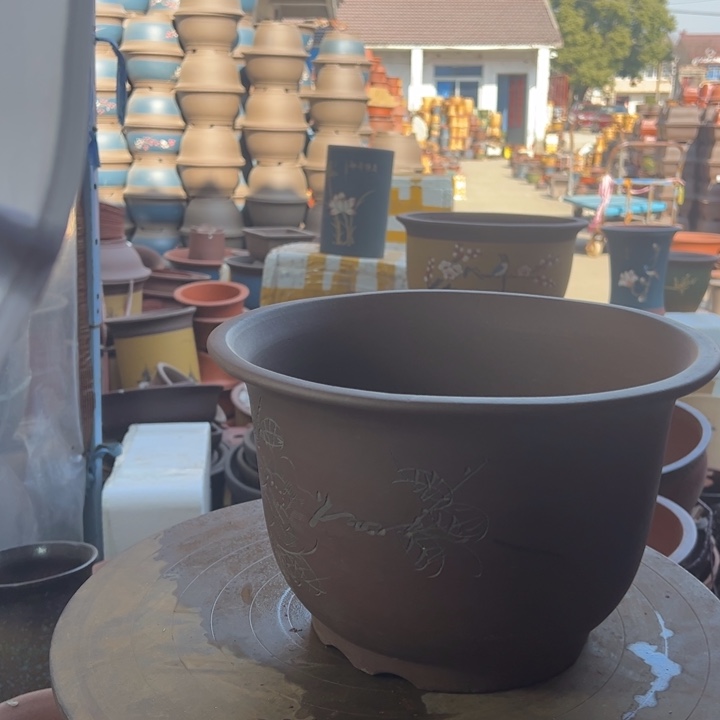 紫砂宜兴紫砂花盆30平角金钟